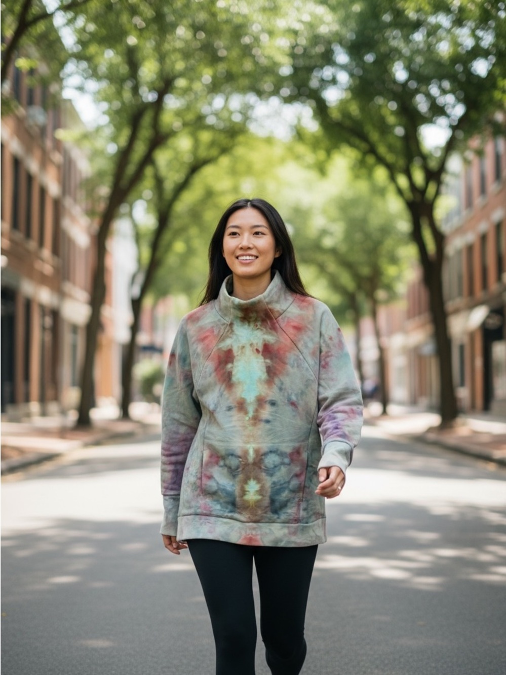 M Fabletics Mint and Pastel Tie-Dye Pullover
